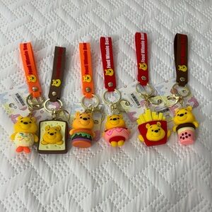 Cute Winnie the Poo Keychain Set - Yellow and Red